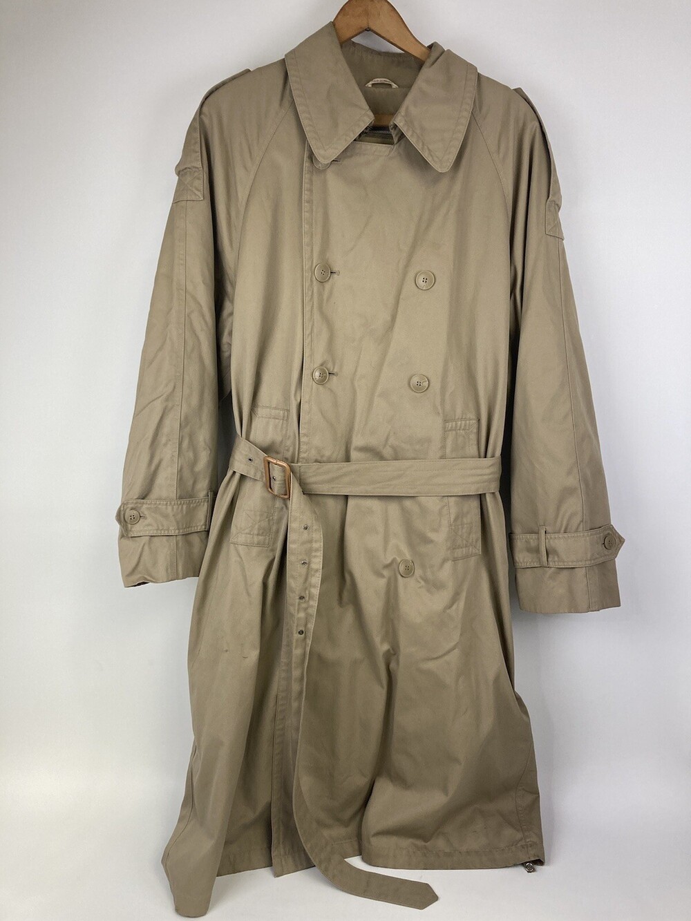 VTG 80s Beige Khaki Oleg Cassini Trench Coat ThermoLite Zip Liner Rain Jacket 38